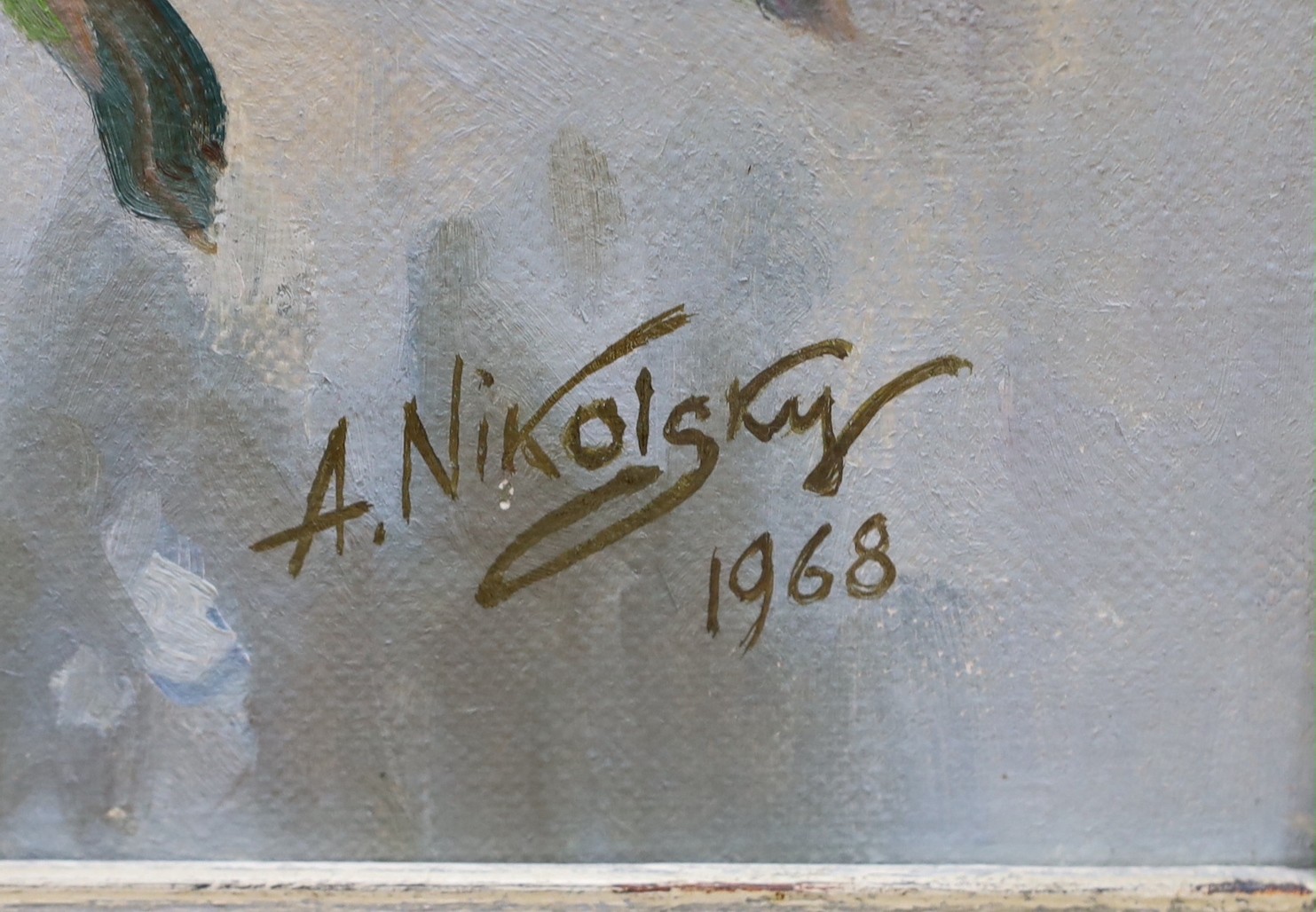 Athanasius Nikolsky. (fl.1950-1980), oil on canvas, Still life of mixed roses, signed and dated 1968, 50 x 60cm